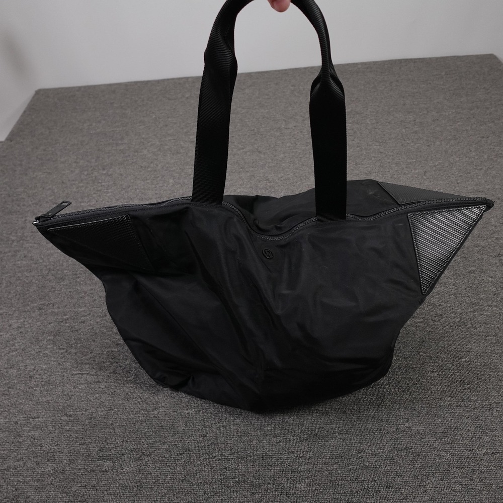 Lululemon Athletica Tote Bag Black 24" Nylon Womens Gym Travel Shoulder Carryall